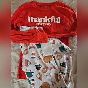 Old Navy Thanksgiving theme unisex pajamas size XL 12 snug